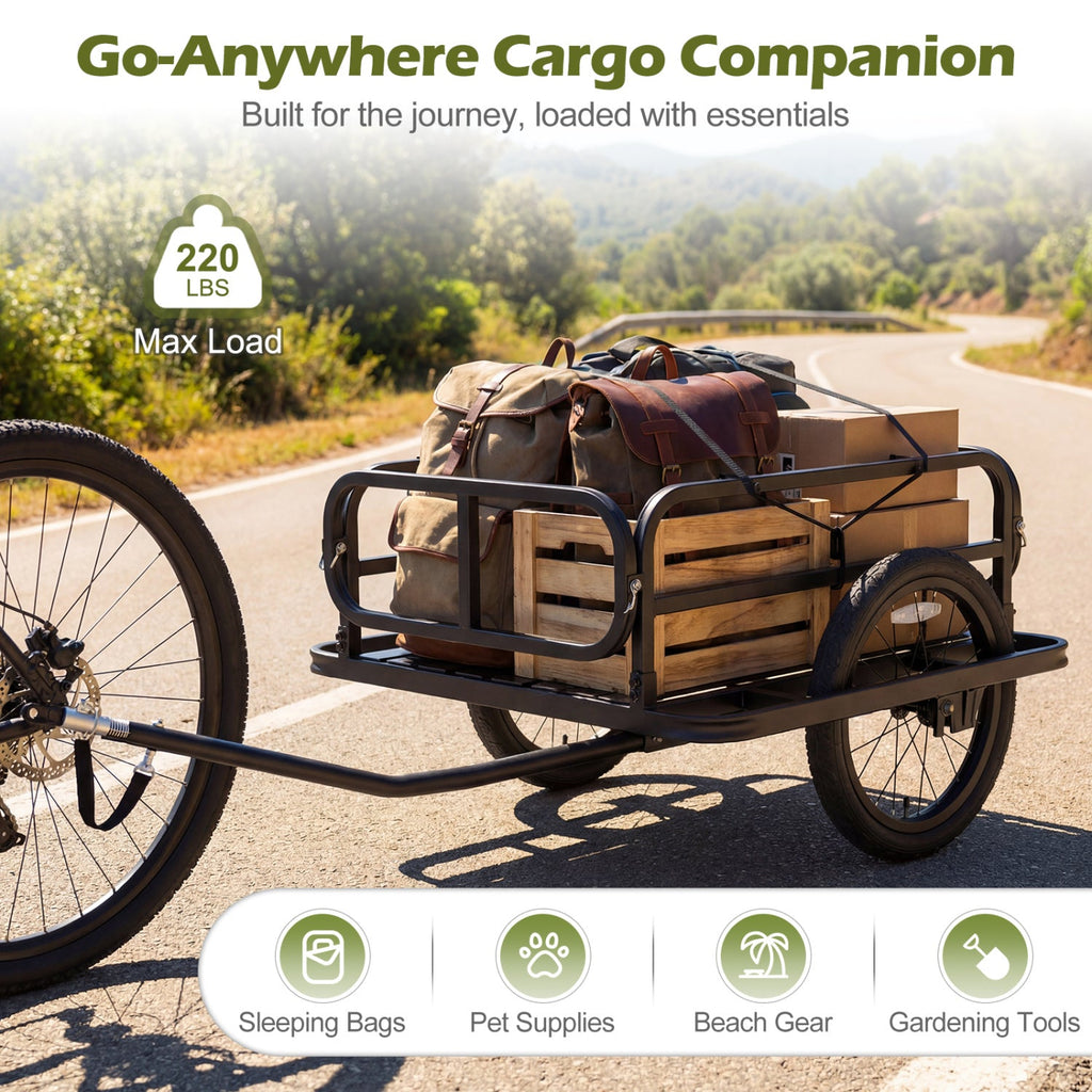 Bike Cargo Trailer Heavy-Duty Bicycle Wagon Cart with Universal Hitch-Black