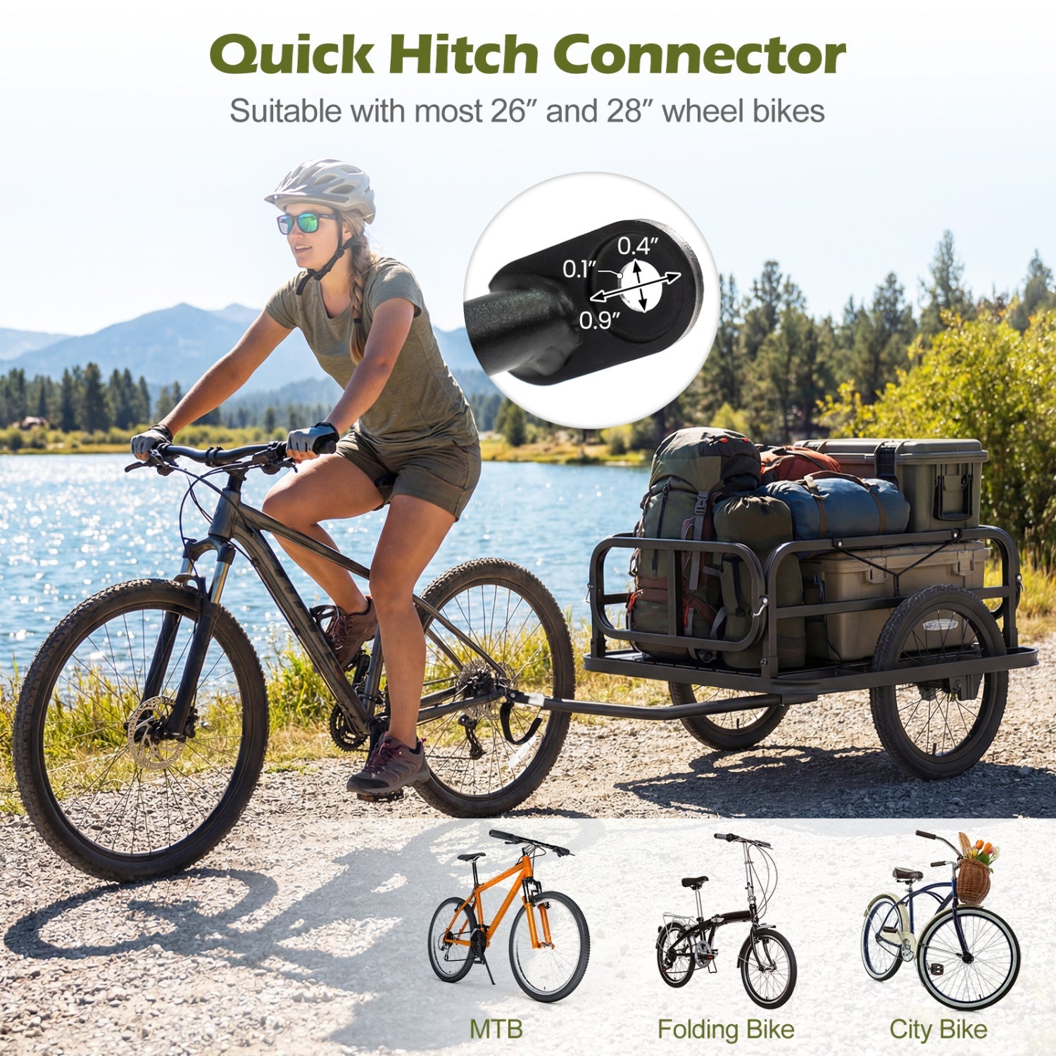Bike Cargo Trailer Heavy-Duty Bicycle Wagon Cart with Universal Hitch-Black